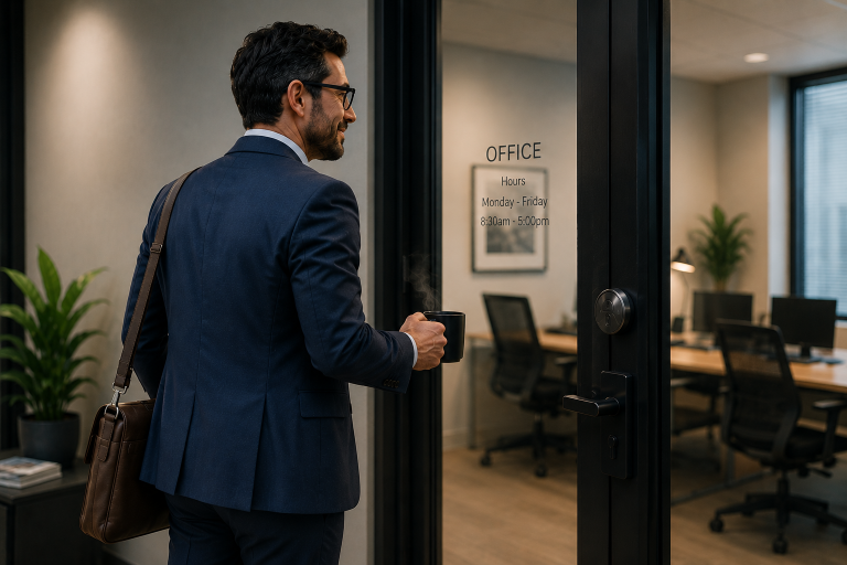 Arriving to office